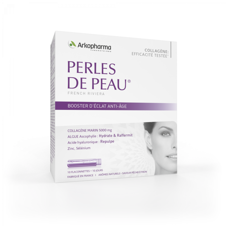 Perles de peau Booster d'éclat anti-âge Arkopharma - boîte de 10 flaconnettes