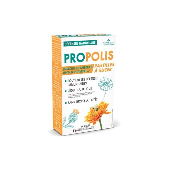 Propolis Pastilles à sucer Les 3 Chênes - boîte de 40 pastilles