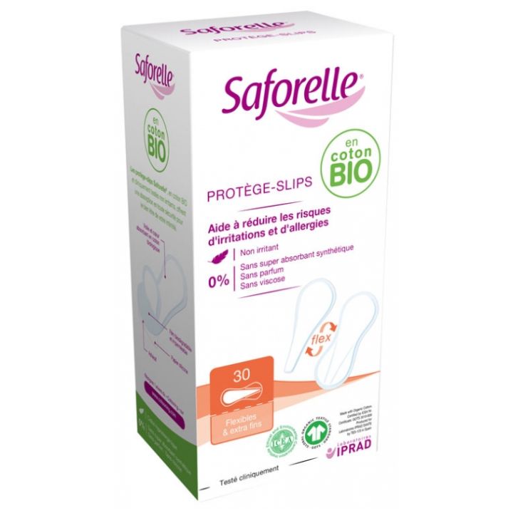Protège-slips flexibles & extra-fins coton bio Saforelle - boite de 30 protège-slips