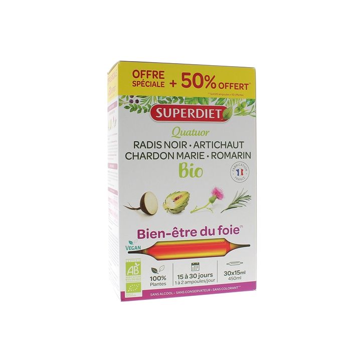 Bien-être du Foie Super Diet - boîte de 20 ampoules + 10 offertes