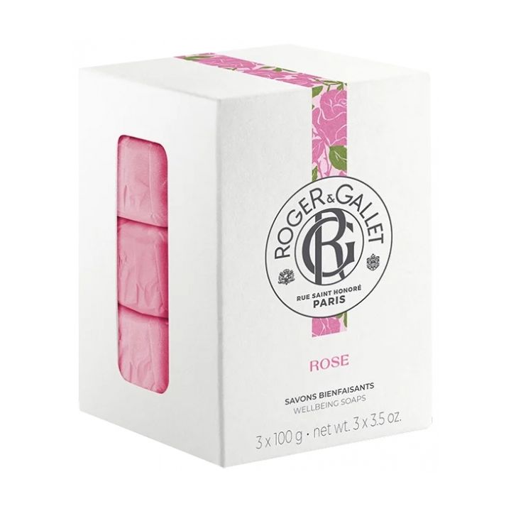 Savons bienfaisants Rose Roger & Gallet - coffret de 3 savons de 100 g