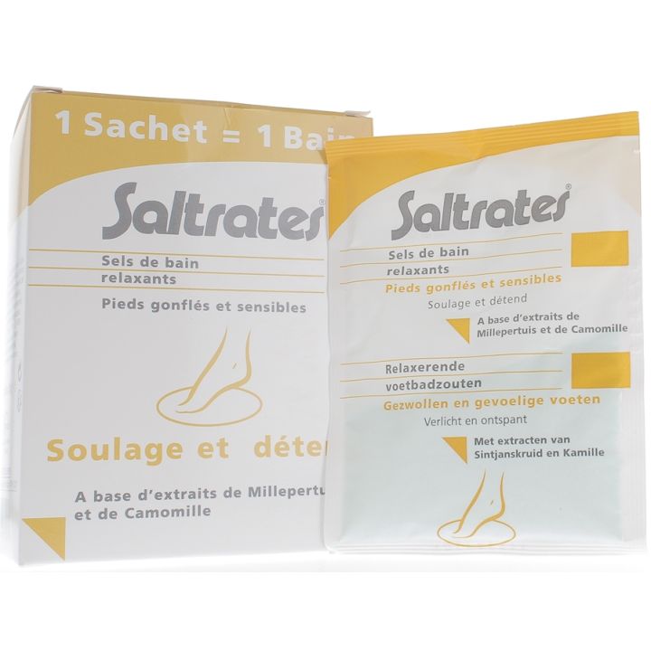Sels de bain relaxants pieds gonflés et sensibles Saltrates - boite de 10x20g