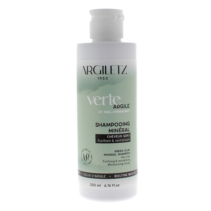 Shampooing minéral Argile Verte cheveux gras bio Argiletz - flacon de 200 ml