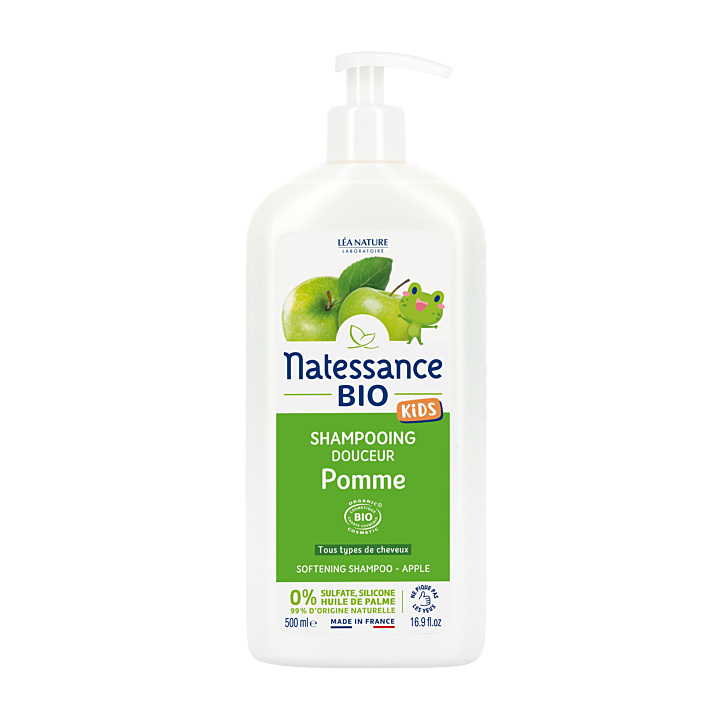 Shampooing Kids à la pomme bio Natessance - flacon-pompe de 500ml