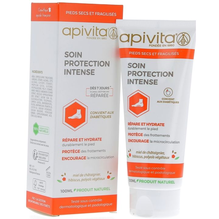 Soin protection intense pieds secs et fragilisés Apivita - Tube de 100 ml
