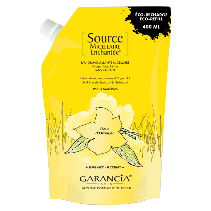 Source Micellaire Enchantée eau démaquillante fleur d'oranger Garancia - éco-recharge de 400 ml
