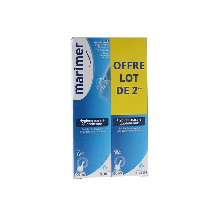Spray hygiène nasale quotidienne eau de mer 9% Marimer - lot de 2x100ml