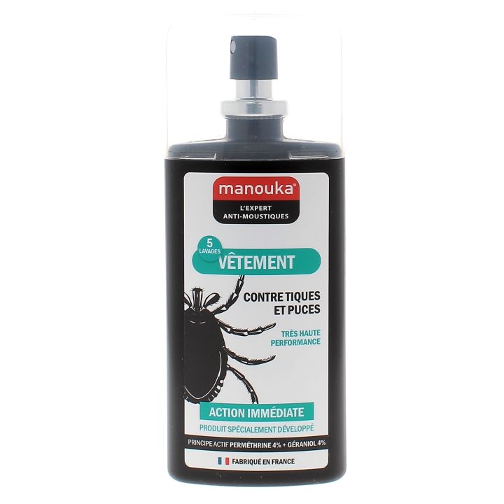 Spray pour vêtements contre les tiques et puces Manouka - spray de 75 ml