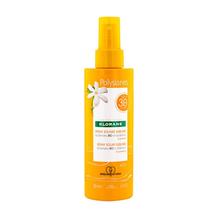 Spray solaire sublime SPF 30 au Tamanu BIO et au Monoï Klorane - spray de 200 ml