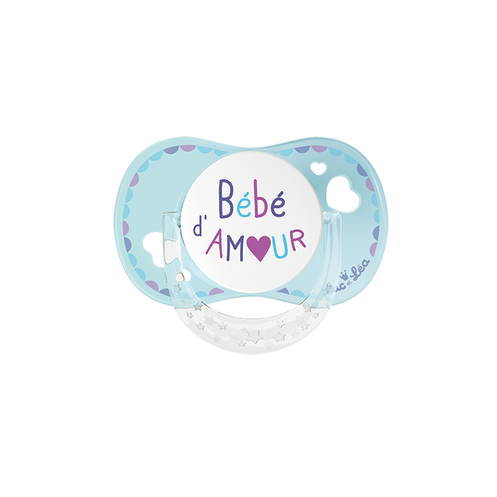 Sucette silicone physiologique avec anneau 0-6 mois Luc et Léa - une sucette