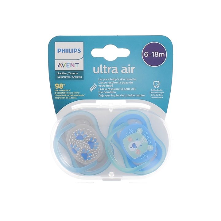 Sucettes ultra air 6-18 mois Philips Avent - lot de 2 sucettes