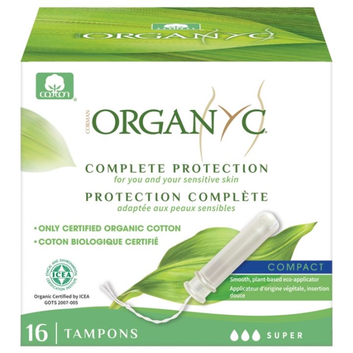 Protection Complète Tampons super avec applicateur Organyc - boîte de 16 tampons