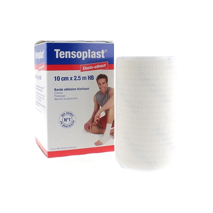 Tensoplast élasto-adhésif bande adhésive élastique BSN médical - bande de 10 cm x 2,5 m