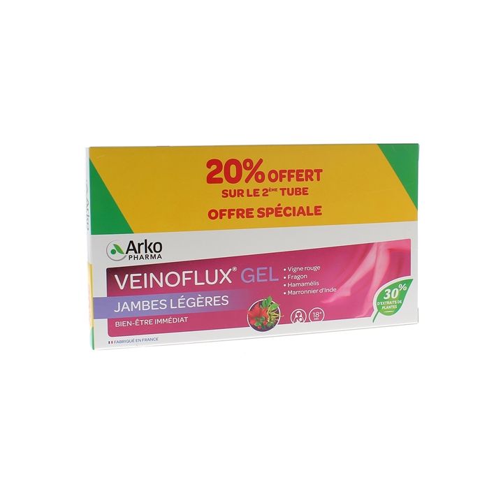 Veinoflux gel jambes légères Arkopharma - 2 tubes de 150 ml