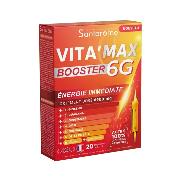Vita'max booster 6G Santarome - boîte de 20 ampoules de 10ml