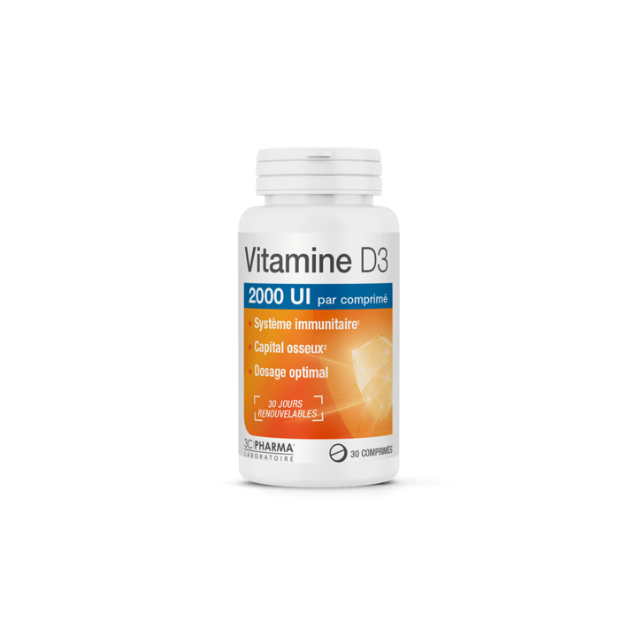 Vitamine D3 2000UI 3C Pharma - pot de 30 comprimés