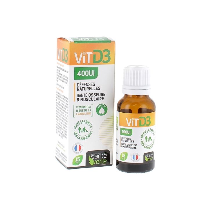 Vitamine D3 400UI Santé Verte - flacon de 15 ml