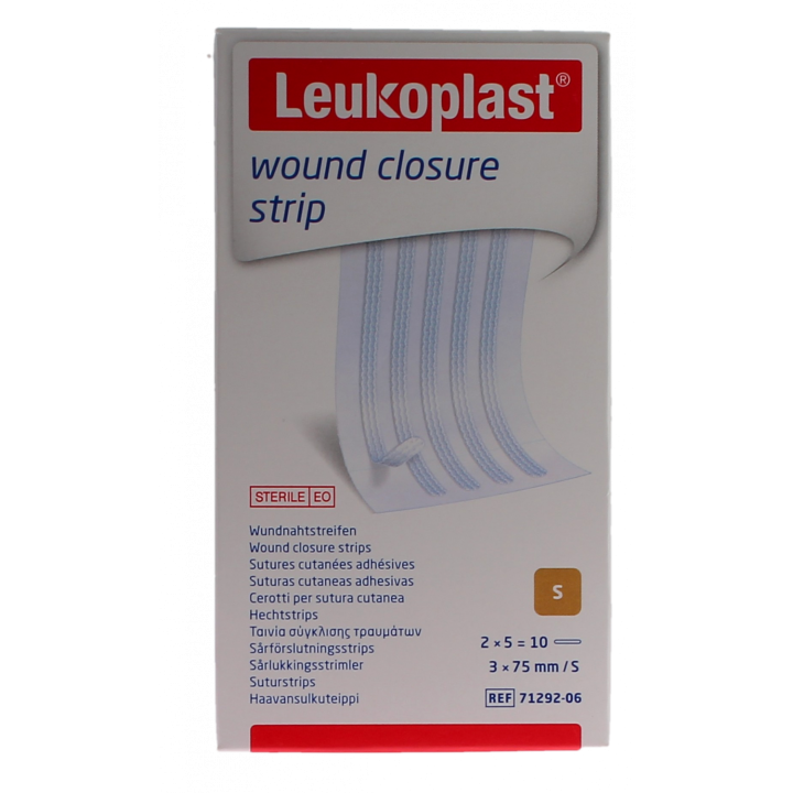 Wound closure strip Sutures cutanées adhésives Leukoplast - boîte de 10 strips