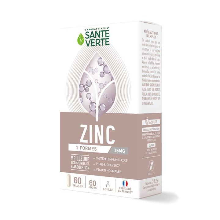 Zinc 15 mg Santé Verte - boîte de 60 gélules