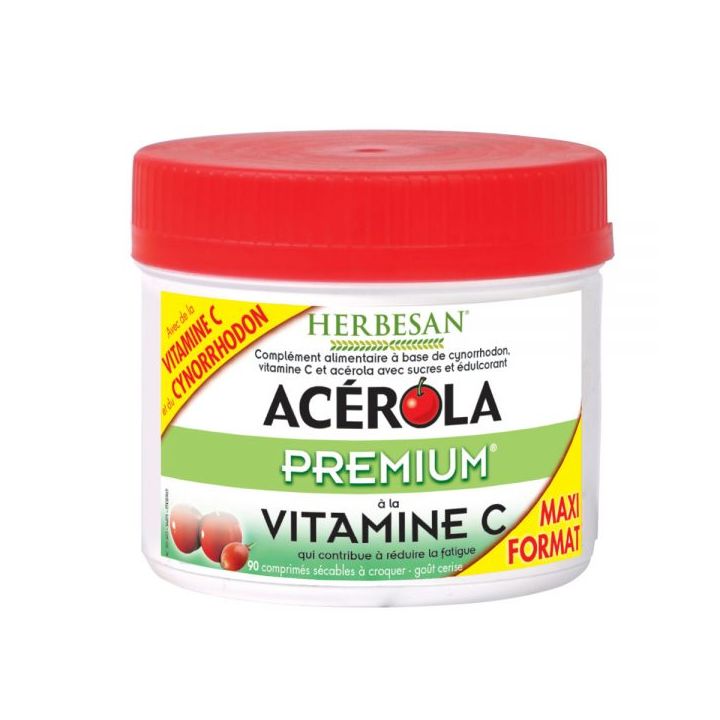 Acérola premium Herbesan - pot de 90 comprimés à croquer