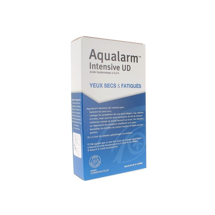 Aqualarm intense UD Bausch+Lomb - 30 unidoses de 0,5 ml de solution ophtalmique