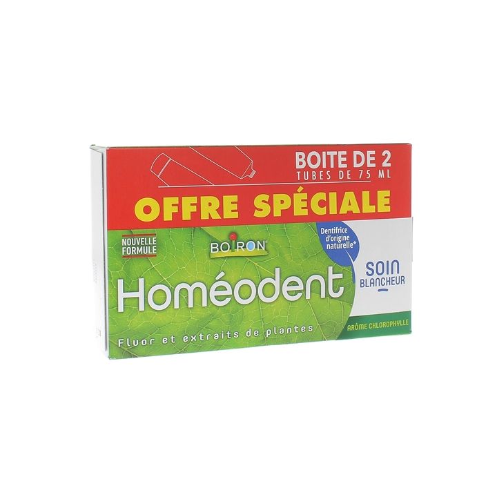 Homéodent soin blancheur goût chlorophylle Boiron - 2 tubes de 75 ml