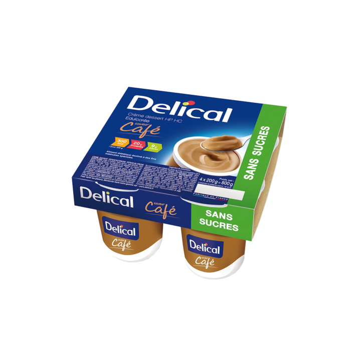 Delical crème dessert sans sucre café - 4 pots de 200g
