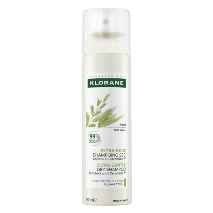 Shampoing sec extra-doux à l'avoine et céramide Klorane - spray de 50ml