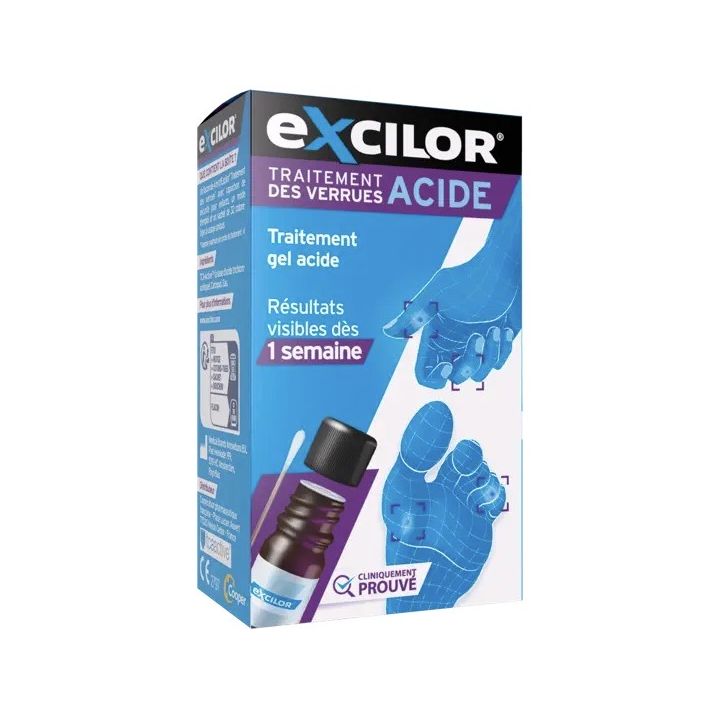 Traitement des verrues gel acide mains et pieds Excilor - flacon de 4ml