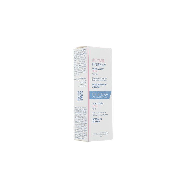 Ictyane hydra UV crème légère visage peaux normales à sèches SPF 30 Ducray - tube de 40 ml
