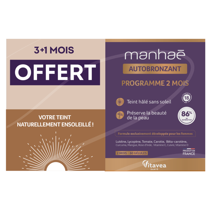 Manhaé Autobronzant Vitavea - lot de 2 boîte de 60 gélules