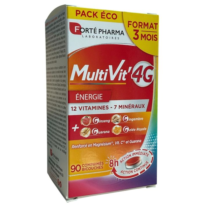 MultiVit'4G énergie Forté Pharma - boite de 90 comprimés 