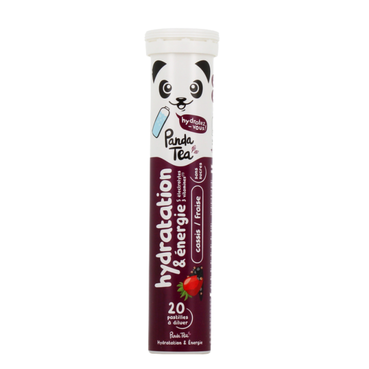 Pastilles hydratation et énergie goût cassis fraise Panda Tea - 20 pastilles effervescentes