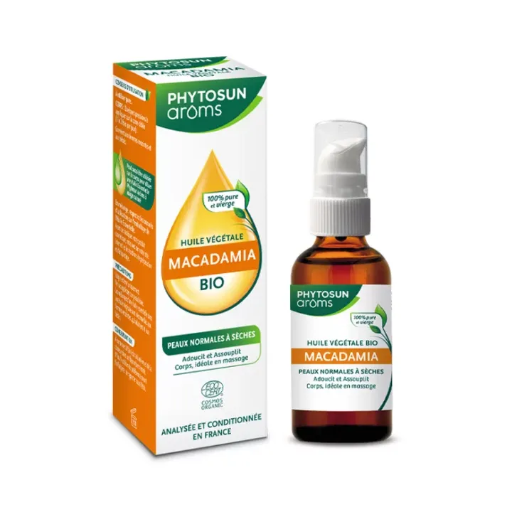 Huile végétale Macadamia Bio Phytosun aroms - flacon de 50ml