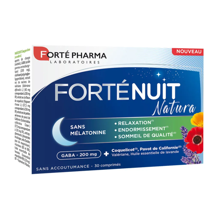 Forté nuit natura sans mélatonine Forté pharma - boite de 30 comprimés