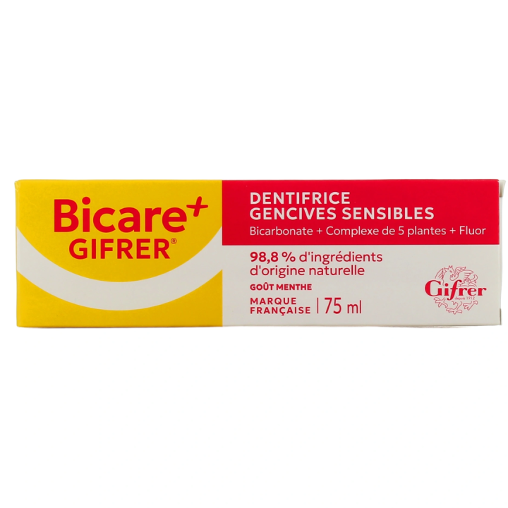 Bicare + dentifrice gencives sensibles goût menthe Gifrer - tube de 75ml