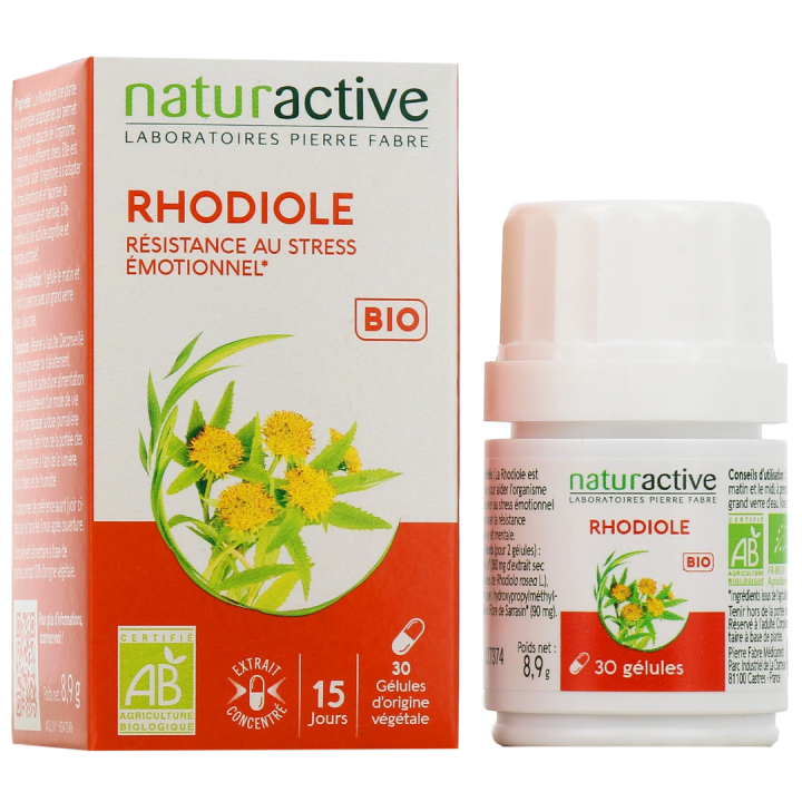 Rhodiole bio stress émotionnel Naturactive - boite de 30 gélules