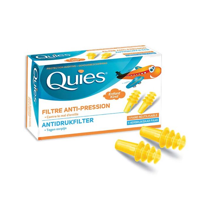 Protection auditive filtre anti-pression enfant Quies - boîte de une paire réutilisable