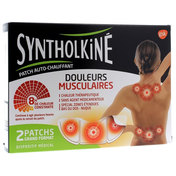 Patch chauffant Syntholkiné pour douleurs musculaires au dos - 2 patchs