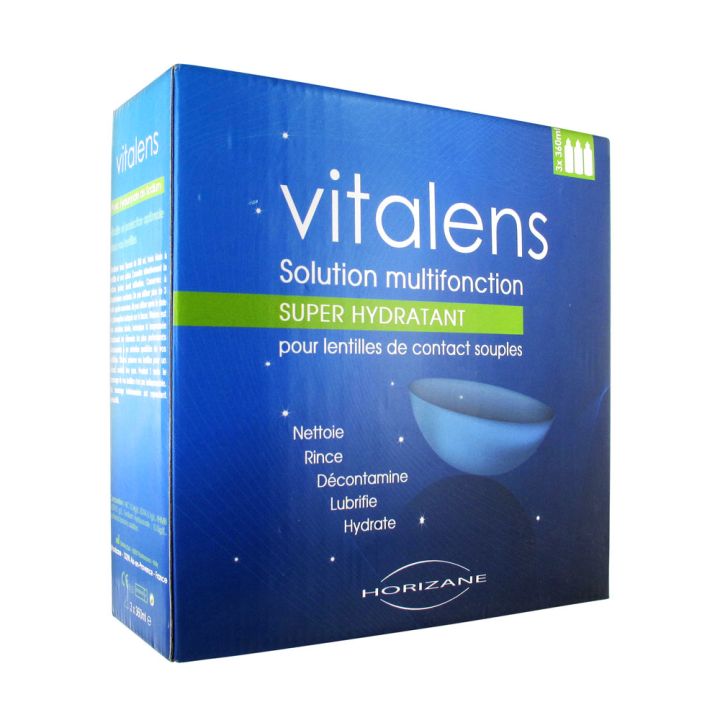 Vitalens solution multifonction pour lentilles de contact - 3 flacons de 360 ml