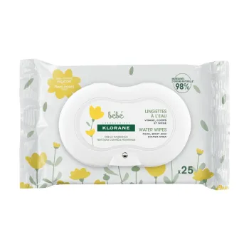 Lingettes nettoyantes à l'eau bébé Klorane - paquet de 25 lingettes