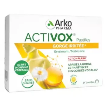 Activox gorge irritée arôme miel citron Arkopharma - boite de 24 pastilles