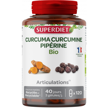 Curcuma Pipérine Bio Super Diet - pot de 120 gélules