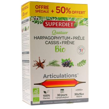 Quatuor articulations BIO Super Diet - offre spéciale + 50% offert 30x15ml