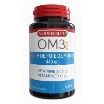 OM3 Huile de foie de morue Super Diet - pot de 120 capsules