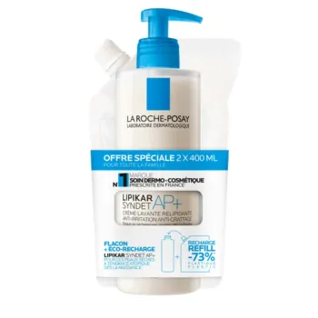 Lipikar syndet AP+ crème lavante relipidante La Roche Posay - offre spéciale 2x400ml