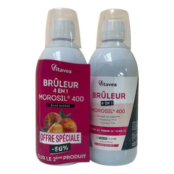 Br&ucirc;leur 4en1 Morosil 400 saveur p&ecirc;che Vitavea - lot de 2 flacons de 500ml offre sp&eacute;ciale