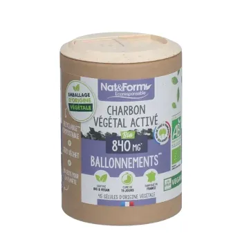 Charbon végétal activé bio confort digestif Nat&Form - boîte de 45 gélules