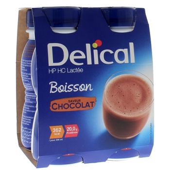 Delical Boisson HP/HC lactée saveur chocolat - 4 bouteilles de 200 ml