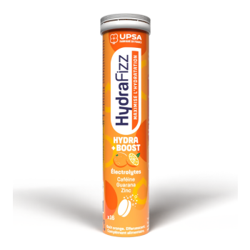 HydraFizz hydra+boost goût orange Upsa - tube de 16 comprimés effervescents 